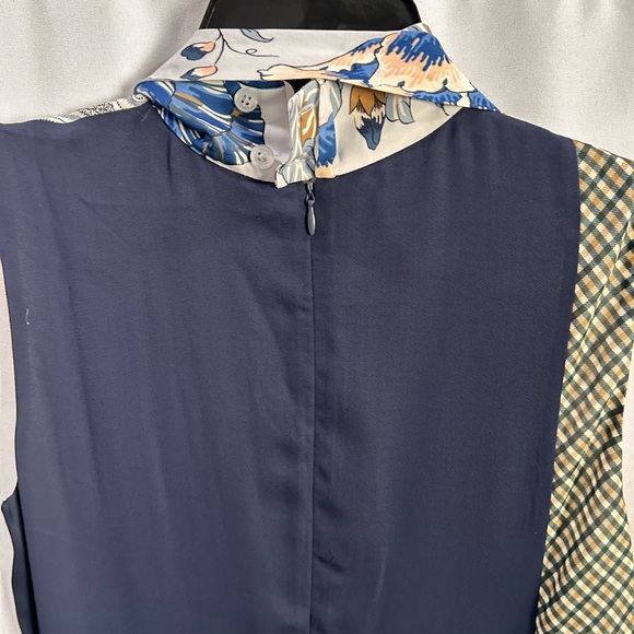 Tory Burch Margaret Asymmetrical Blue Happy Times dress LN - Picture 10 of 11